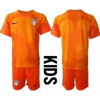 Camisa de Futebol Estados Unidos Goleiro Equipamento Principal Infantil Mundo 2022 Manga Curta (+ Calças curtas)